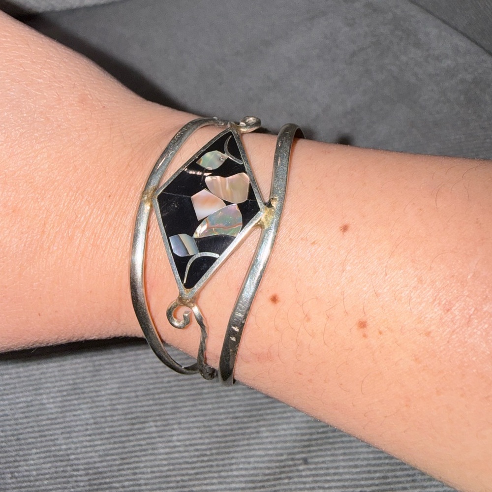 Elegant Silver and Black Bracelet